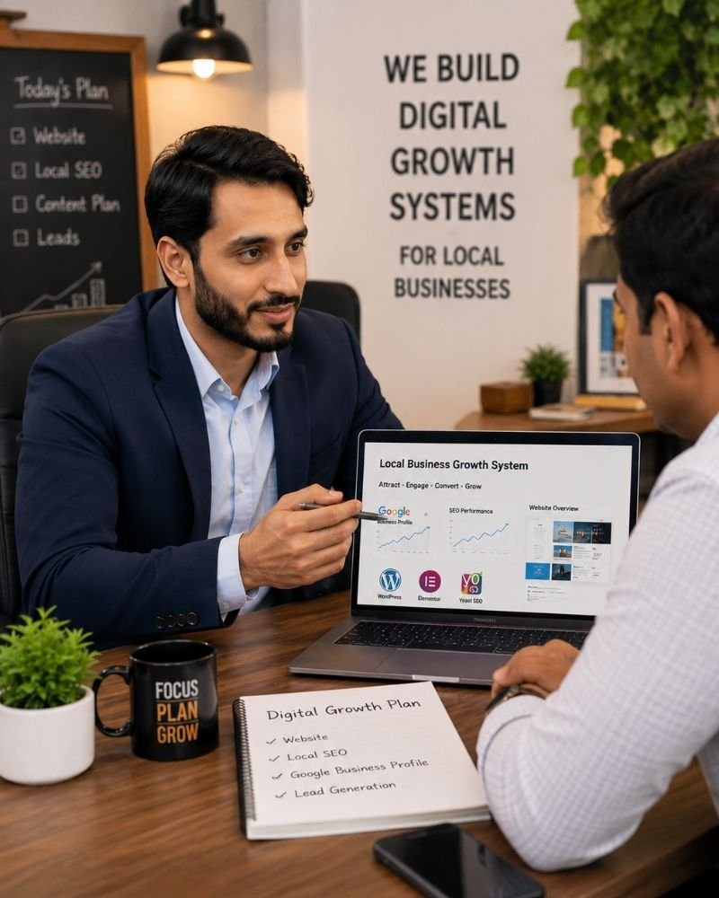 Digital business growth consultation for local businesses in Alwar involving website, local SEO, and lead generation strategy