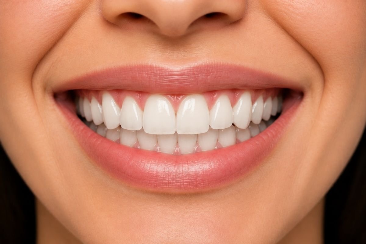After smile transformation showing a bright and healthy smile after cosmetic dental treatment.